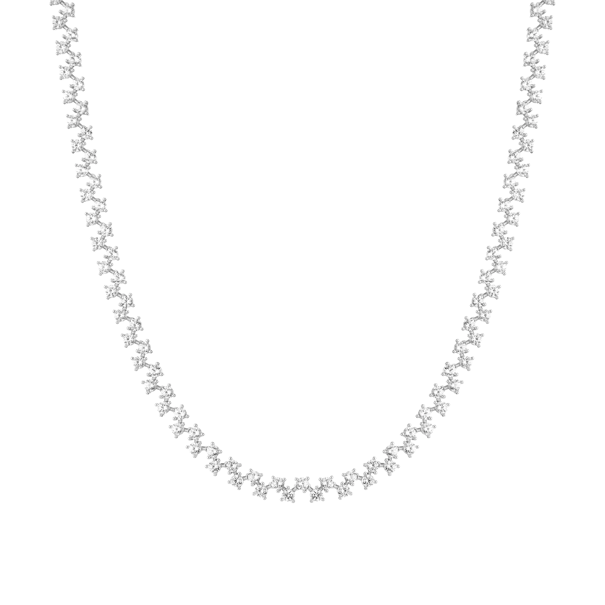 Floating Lab Grown White Sapphire Tennis Necklace